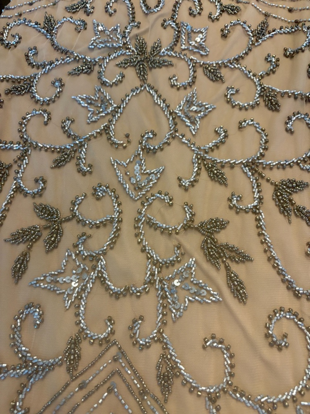 Pisarro Nights Beige Beaded Evening Gown - Picture 2 of 12